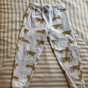 Quince Organic Cotton French Terry Joggers with Yellow Tiger Print